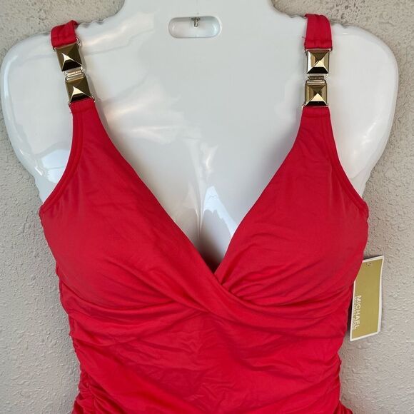 NWT MICHAEL Michael Kors Sea Coral Tankini Top and Matching Bottoms Size S - Picture 2 of 8